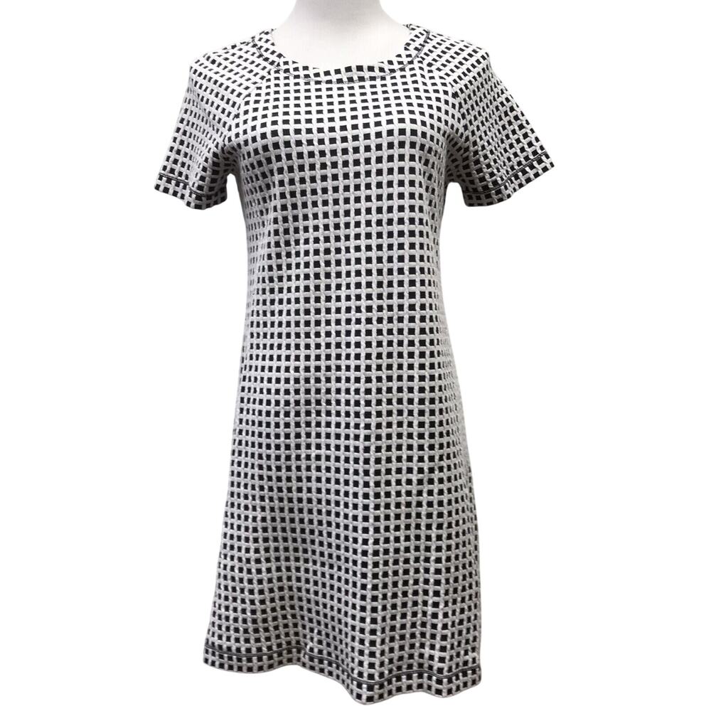 Lou & Grey Dress Womens Small White Black Check Print